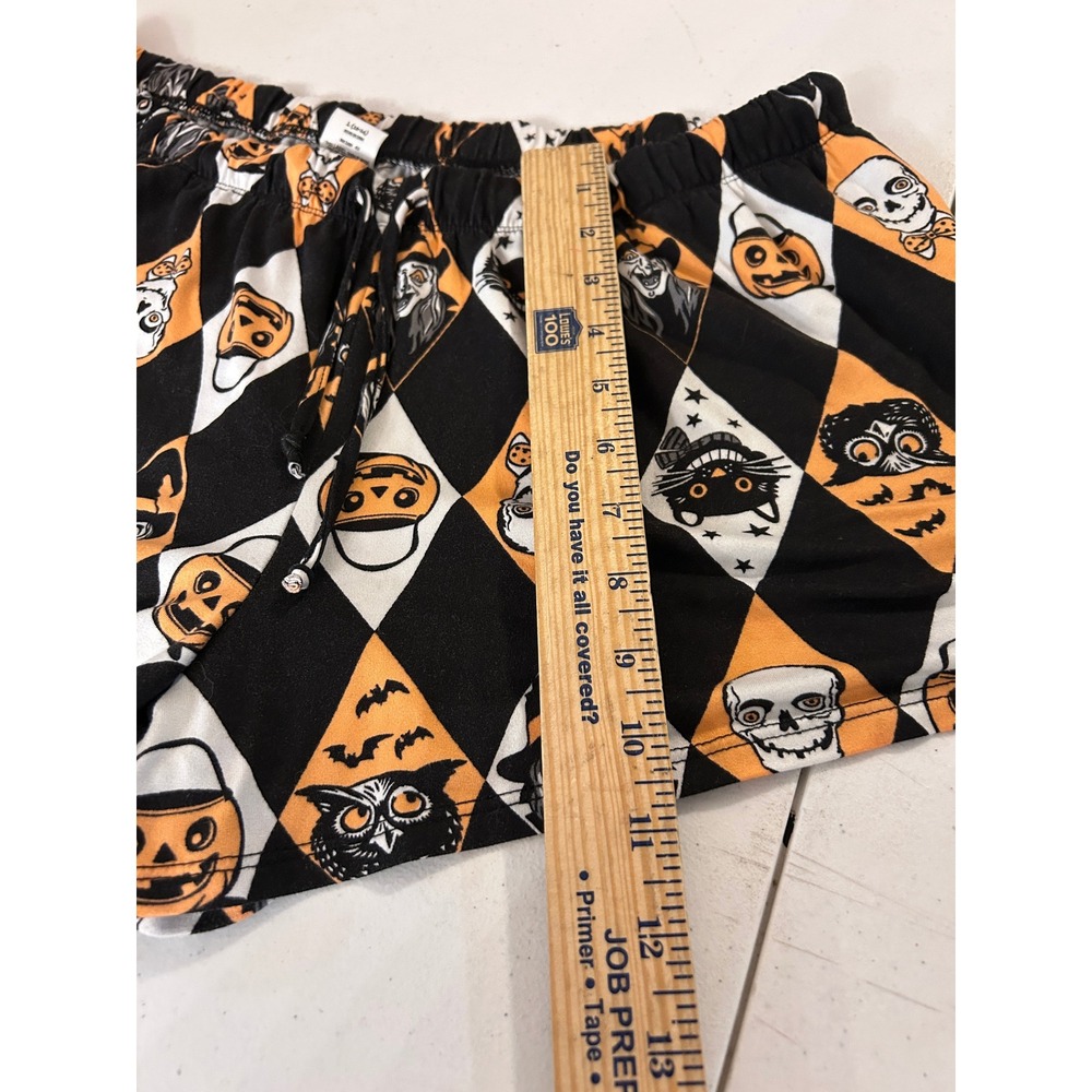Halloween Pajama Set Shorts Top Harlequin Spooky Print Retro Design LARGE - Picture 9 of 13